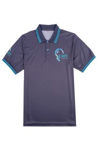 設計黑色男裝Polo恤    訂製撞色領邊藍色     維護預防解決方案工作服    員工服   團體服   IT 行業 數碼印   短袖    P1520
